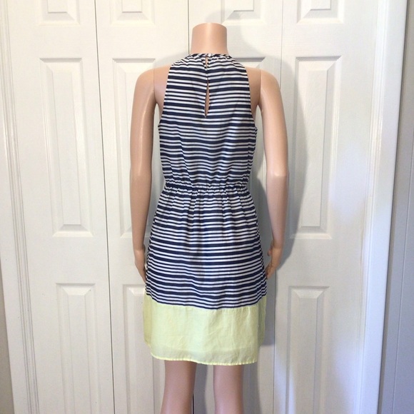 Old Navy Womens Navy & Yellow Striped Sleeveless Fit And Flare Dress Size Small - Picture 5 of 8